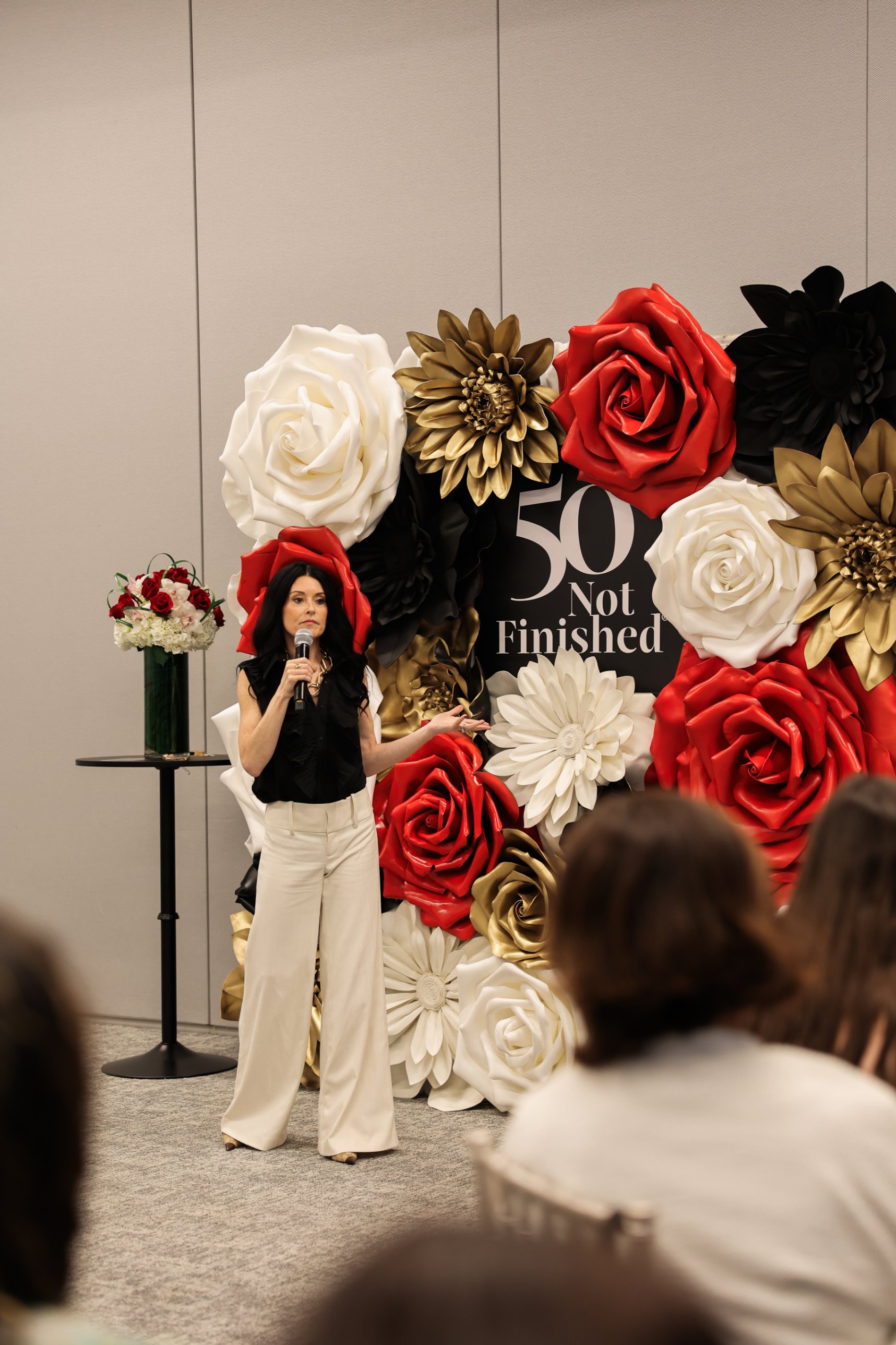 Sara Connell teaching The Download at the 50 Not Finished event