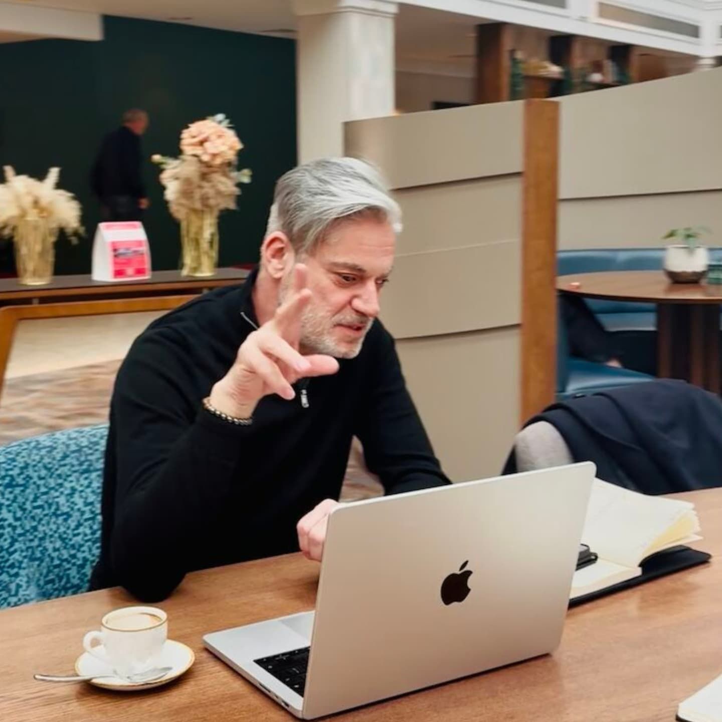 Tony in front of laptop