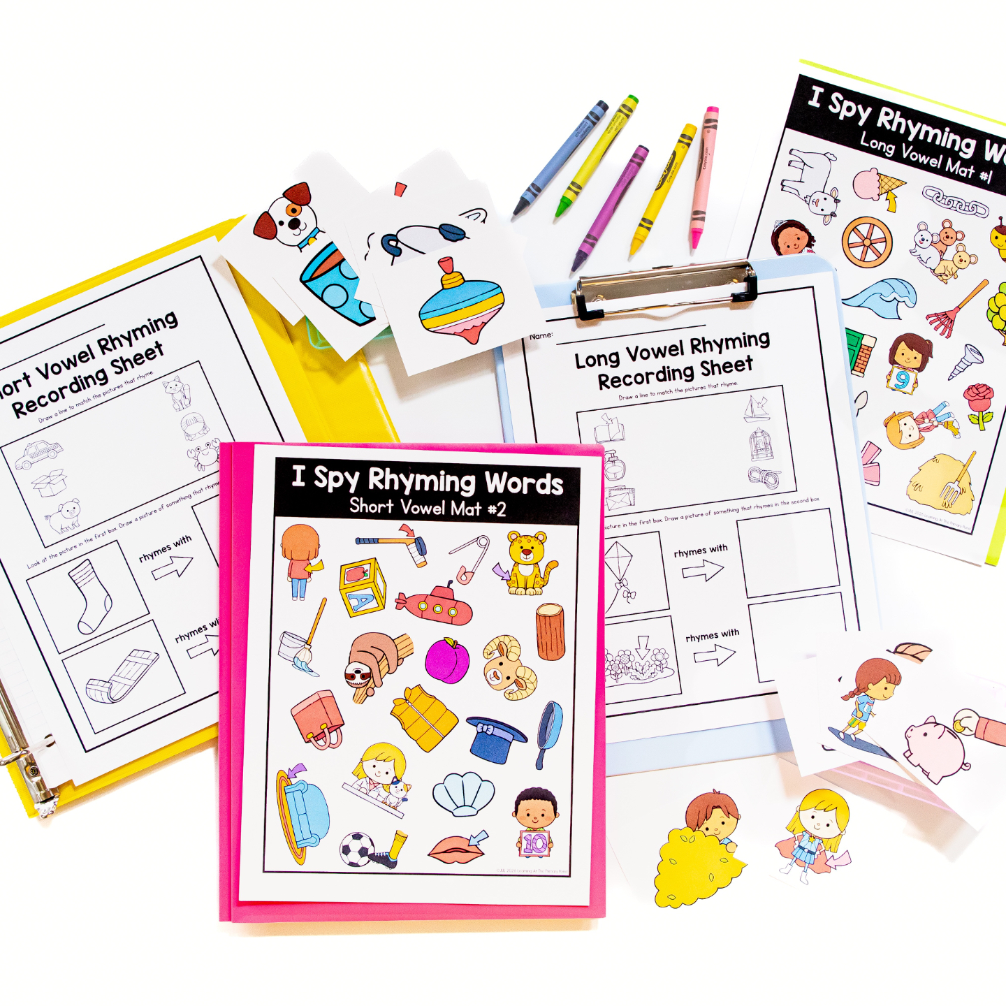 Sample literacy center activities included in the program, featuring engaging phonological awareness, phonics, high-frequency word, and writing tasks for differentiated instruction.