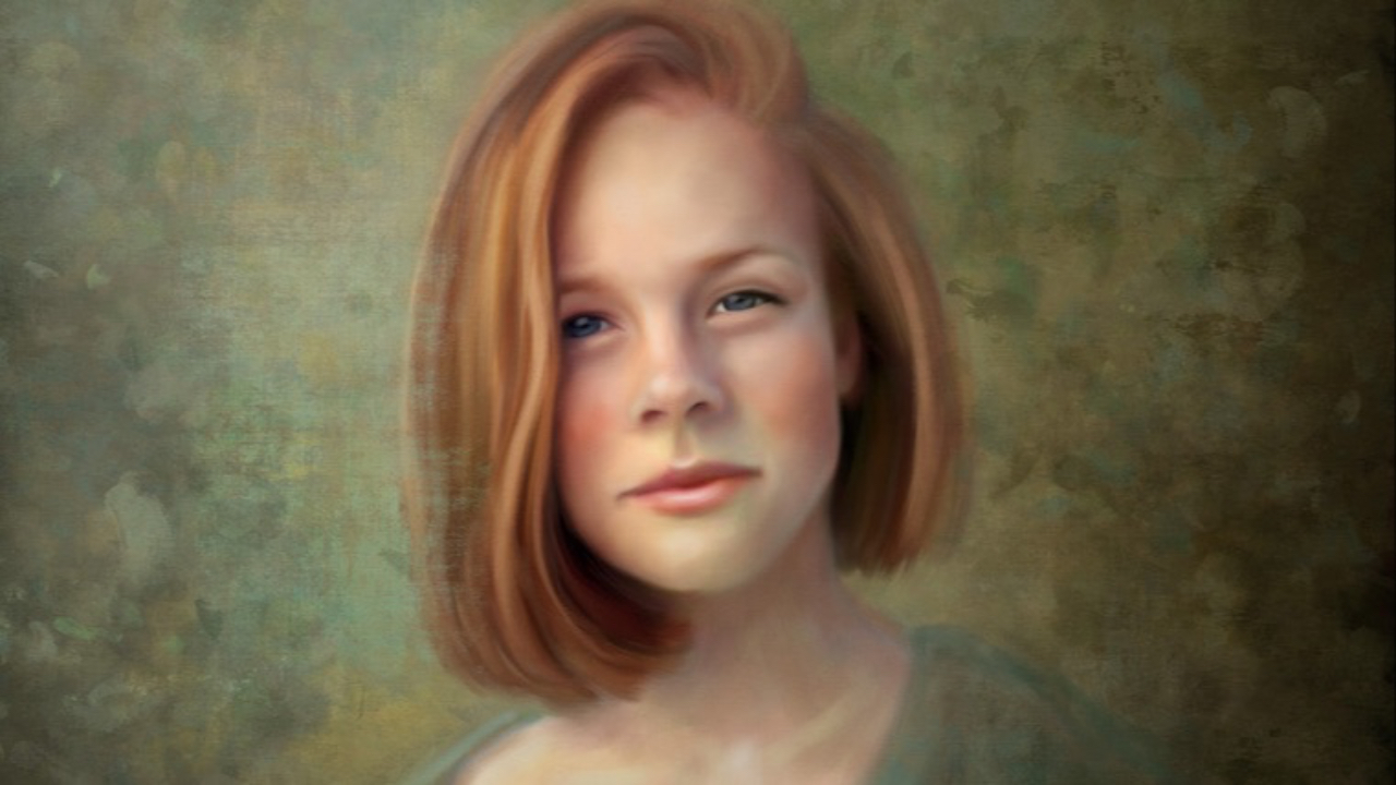 Painting of girl with red hair