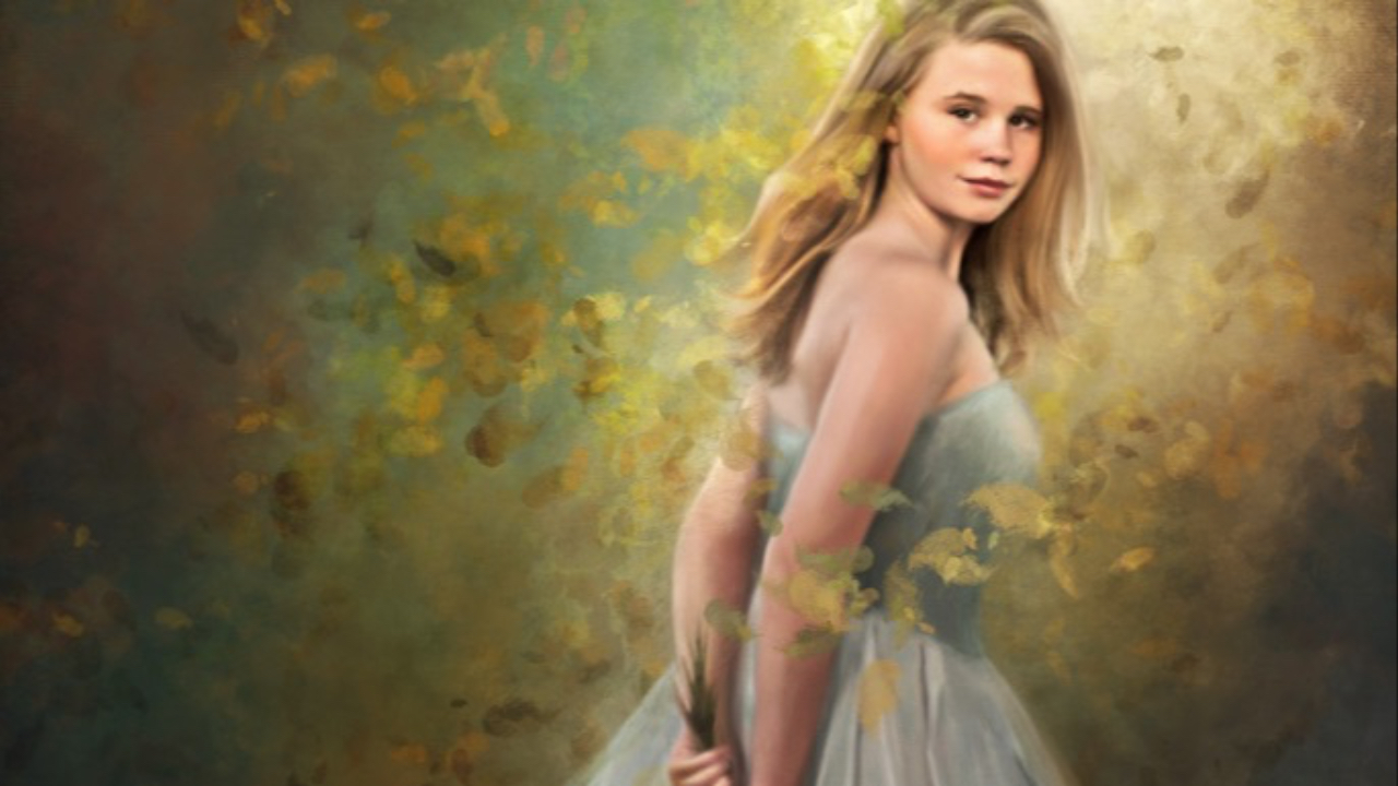 Girl holding flowers behind back