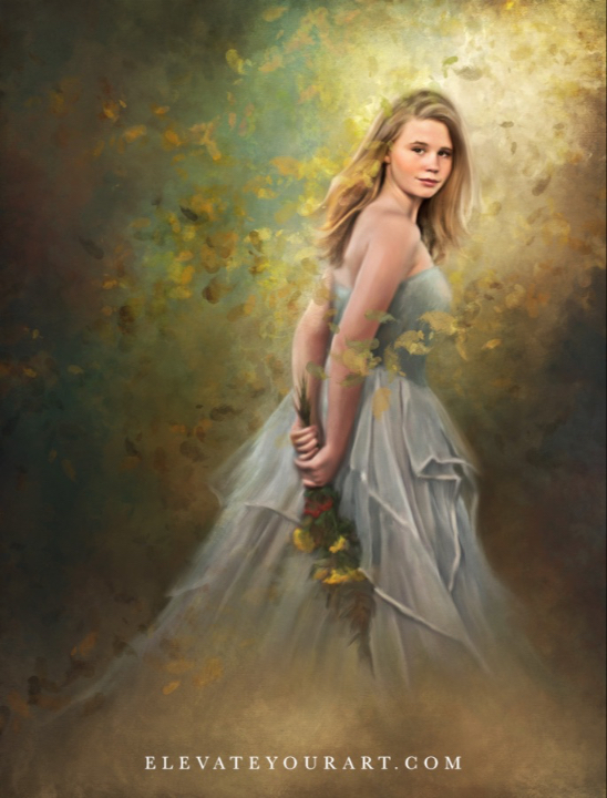Girl holding flowers behind back
