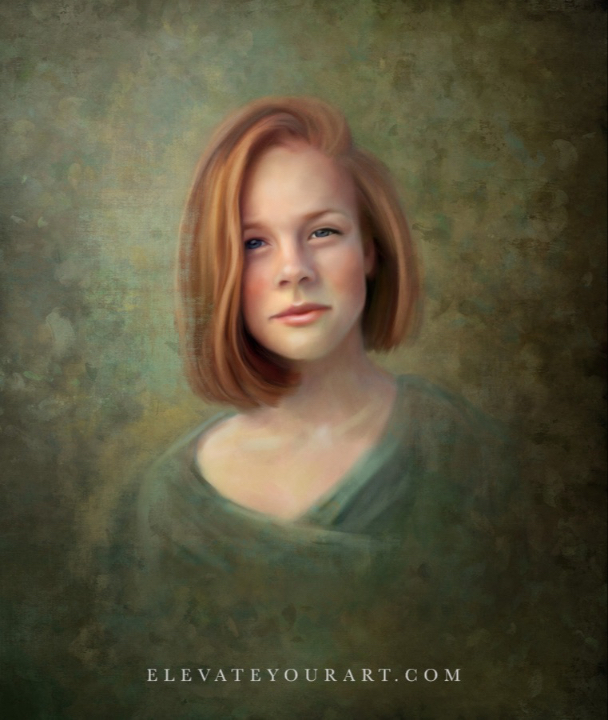 Painting of girl with red hair