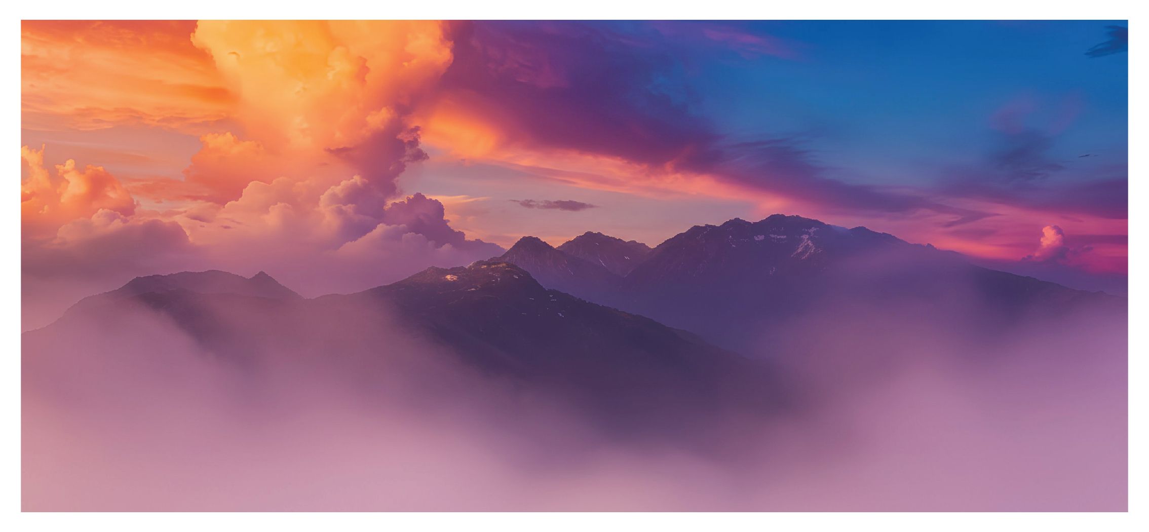 Sunset over misty mountains banner for Live Kabbalah events and retreats