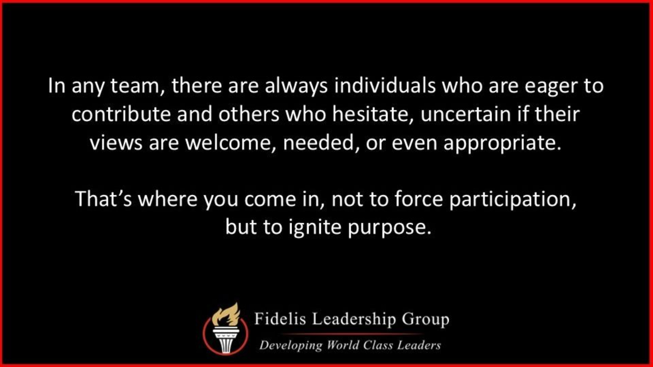 Leadership development message about empowering every voice on a team and encouraging courageous communication in leadership.