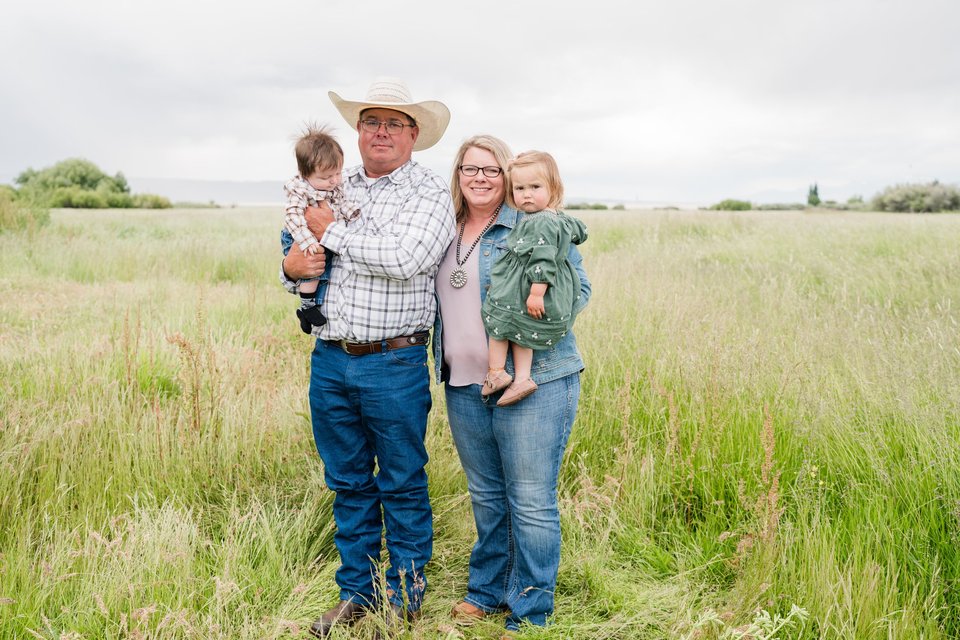 Dana and John Carey with their grandchildren at Circle Bar Beef