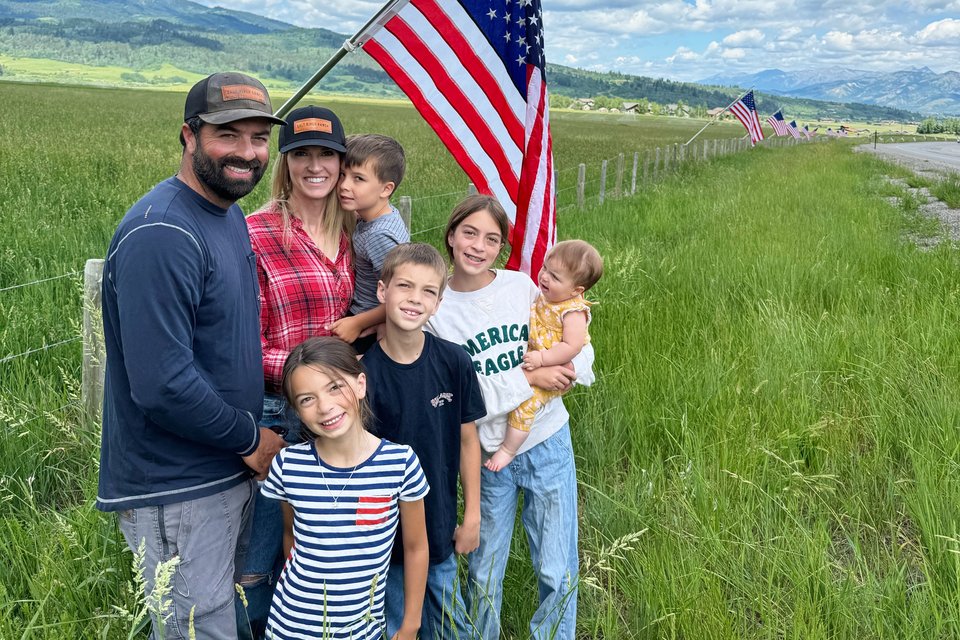 The Rhodes family in the pasture at Salt River Ranch