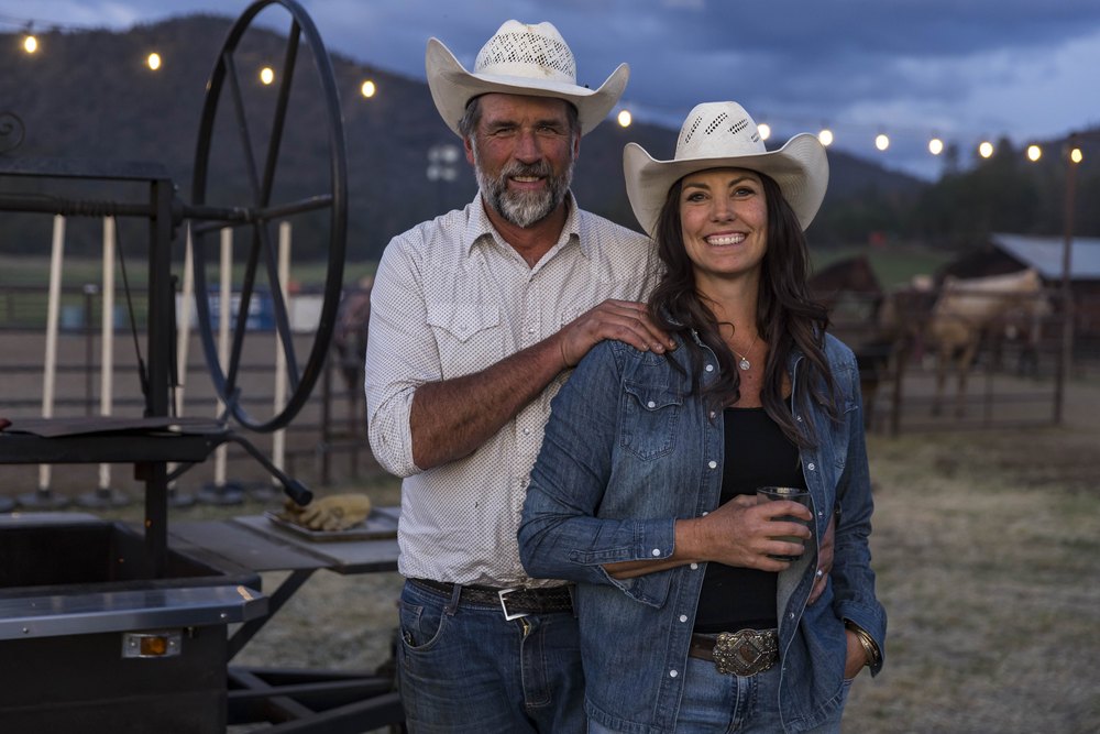 Brian and Mary Heffernan at the ranch at dusk