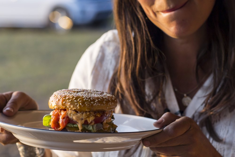 A burger on a plate