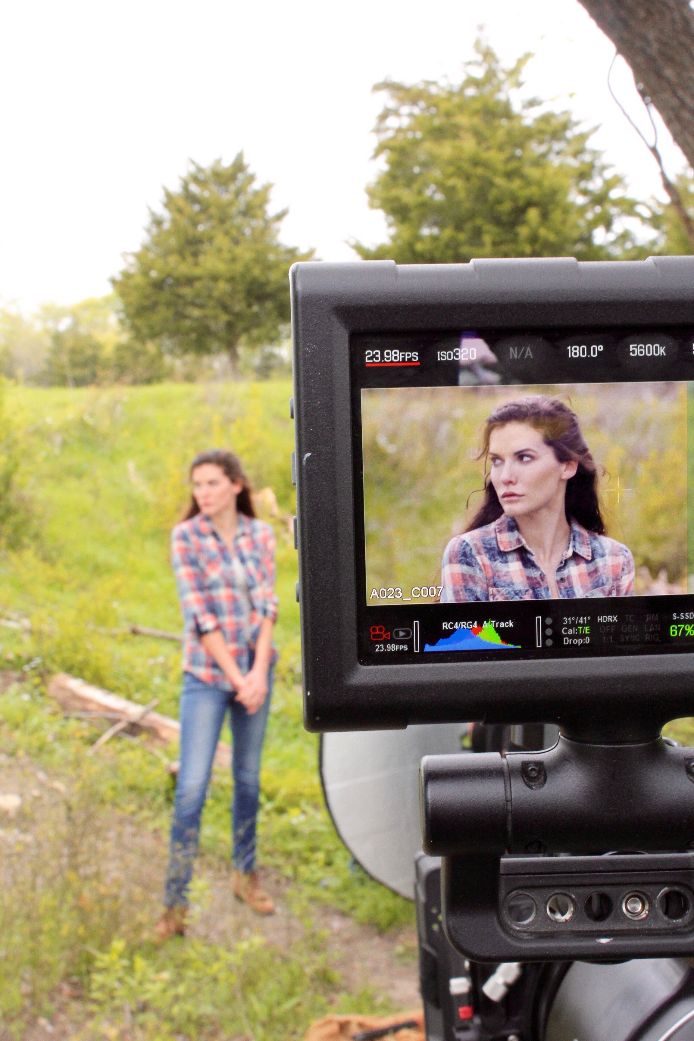 Chelsea Edmundson on set during filming