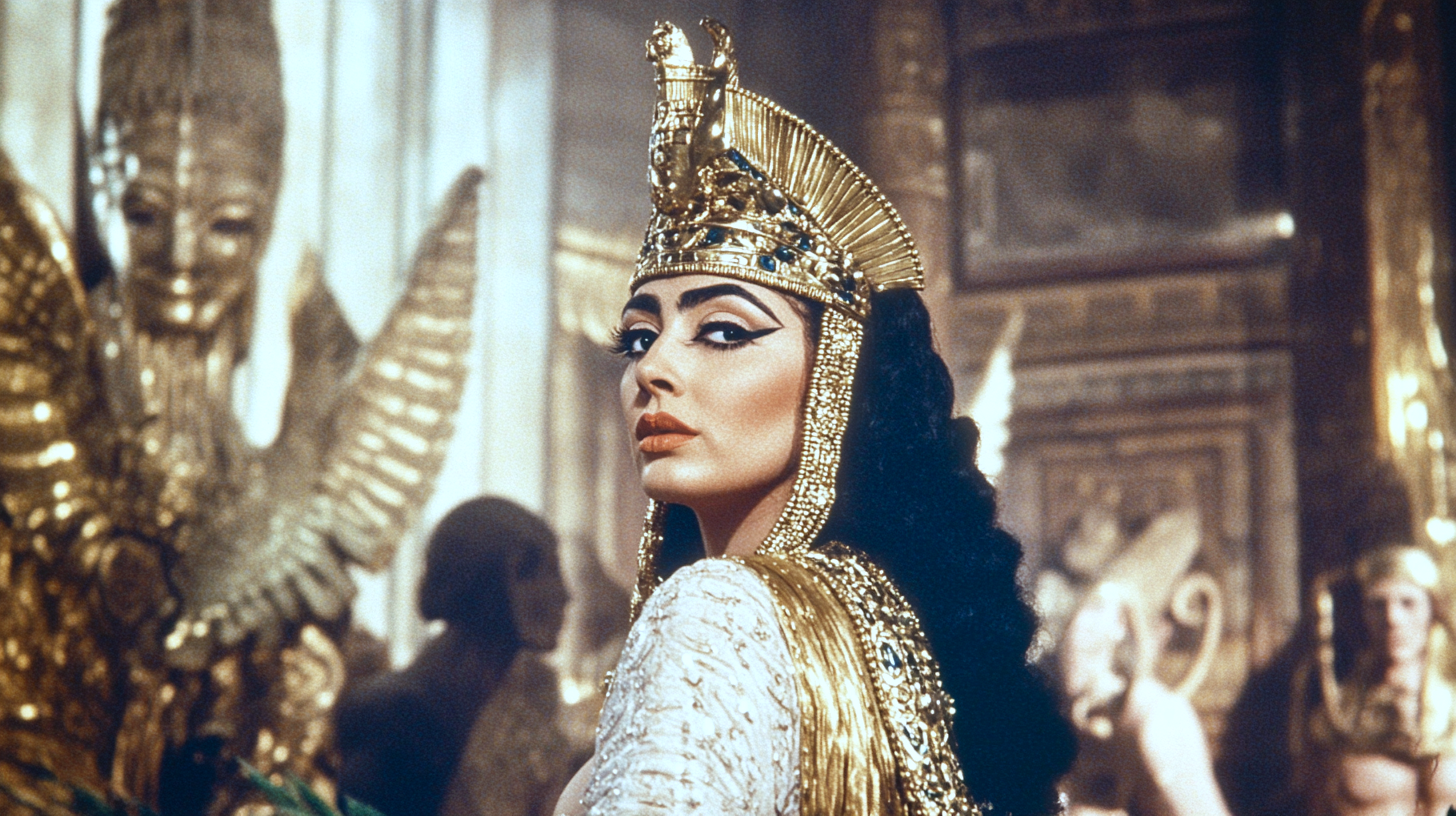 AI-generated cinematic Egyptian queen in a palace