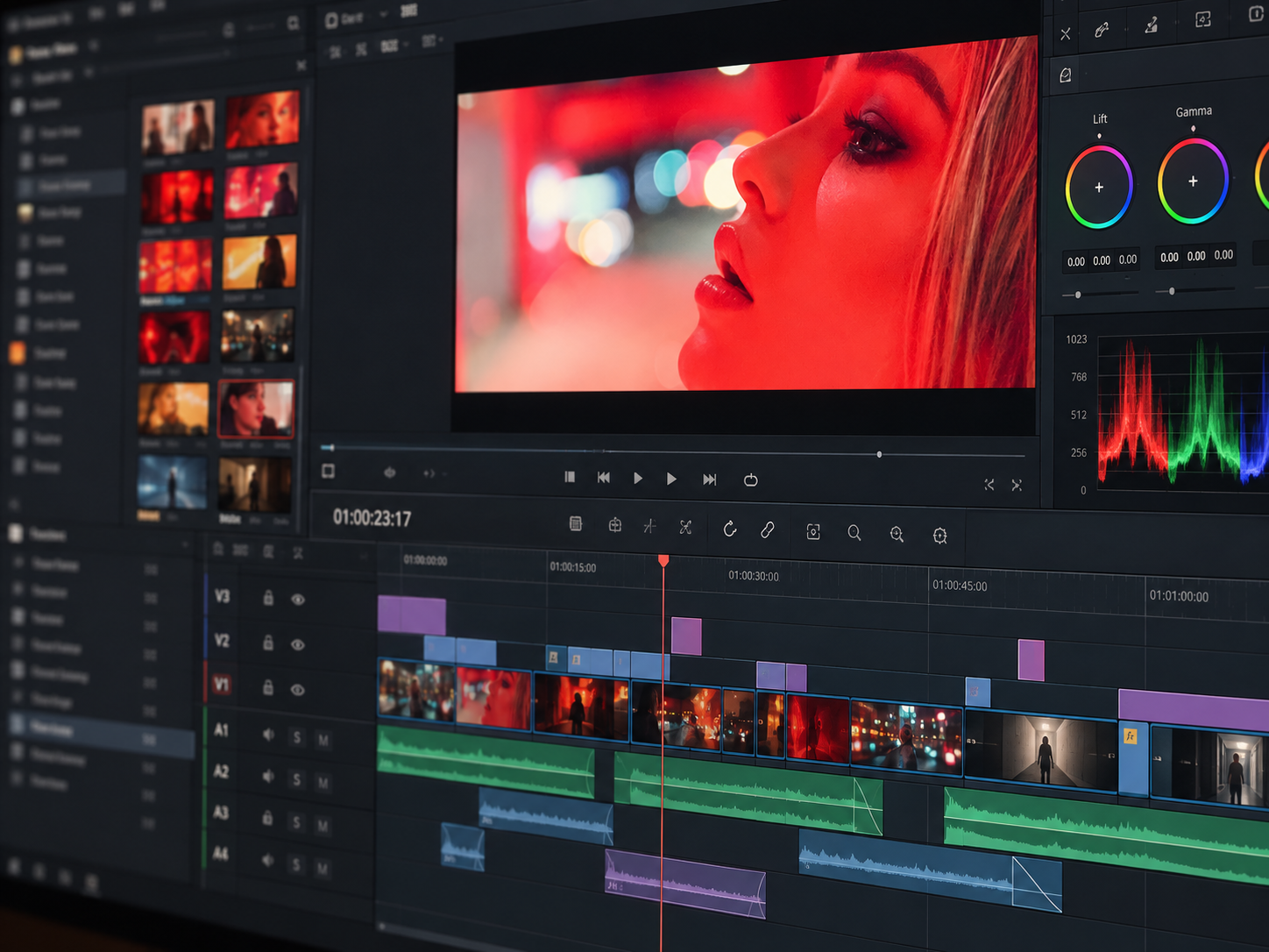 DaVinci Resolve editing timeline and workspace