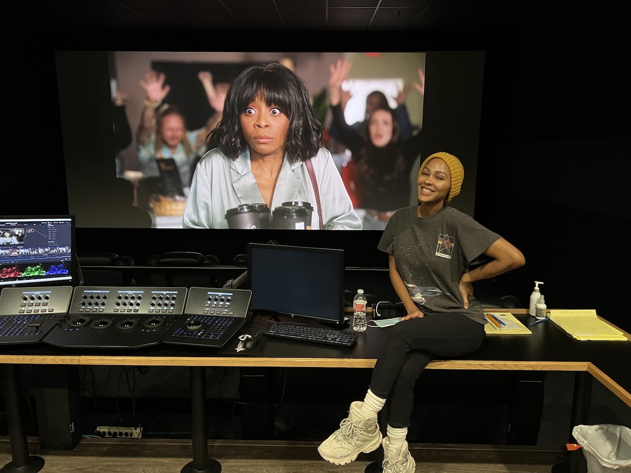 Meagan Good during the Camera Awareness bonus scene study