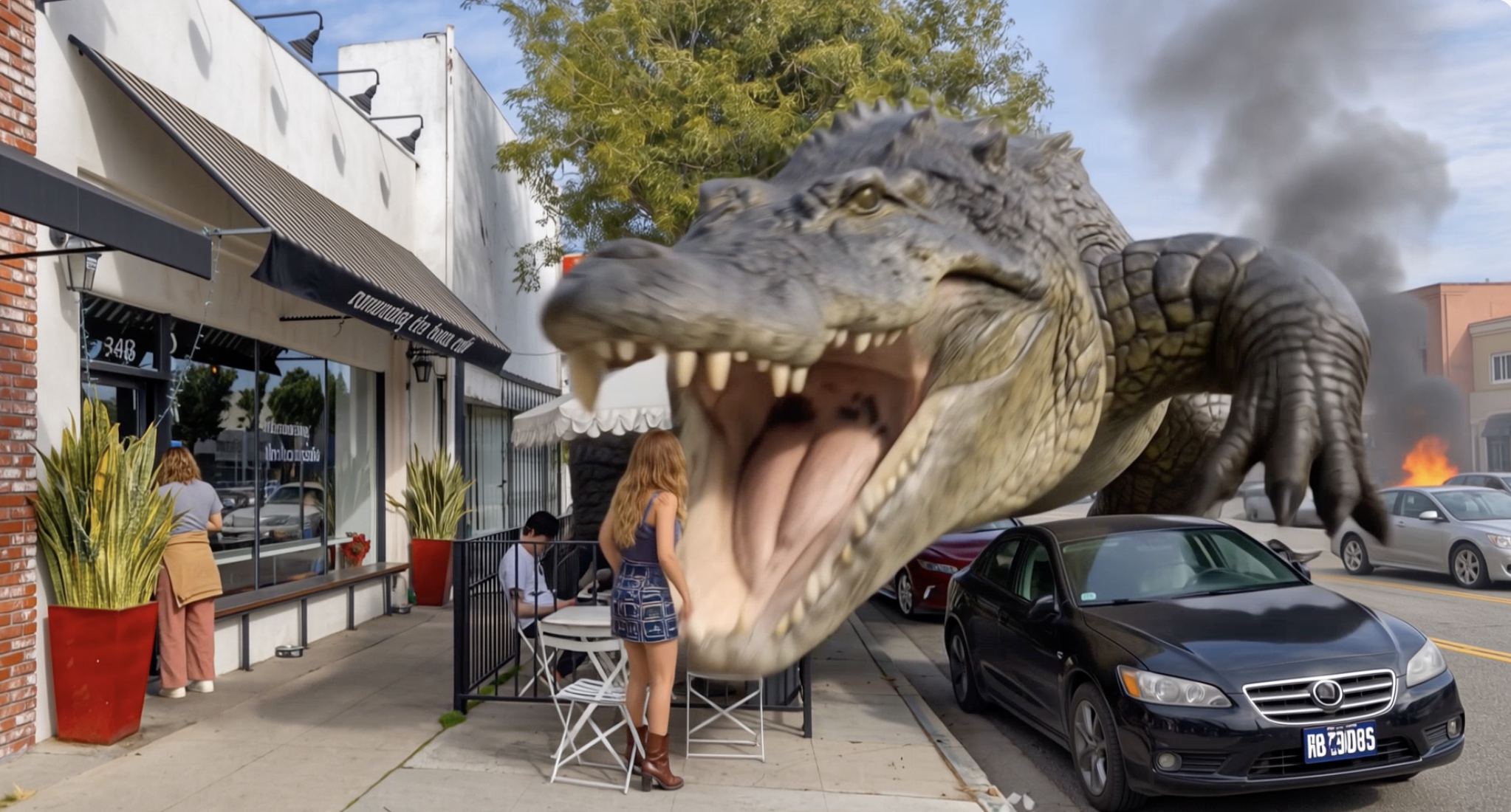 Cinematic crocodile attack sequence — Creative HQ AI demonstration