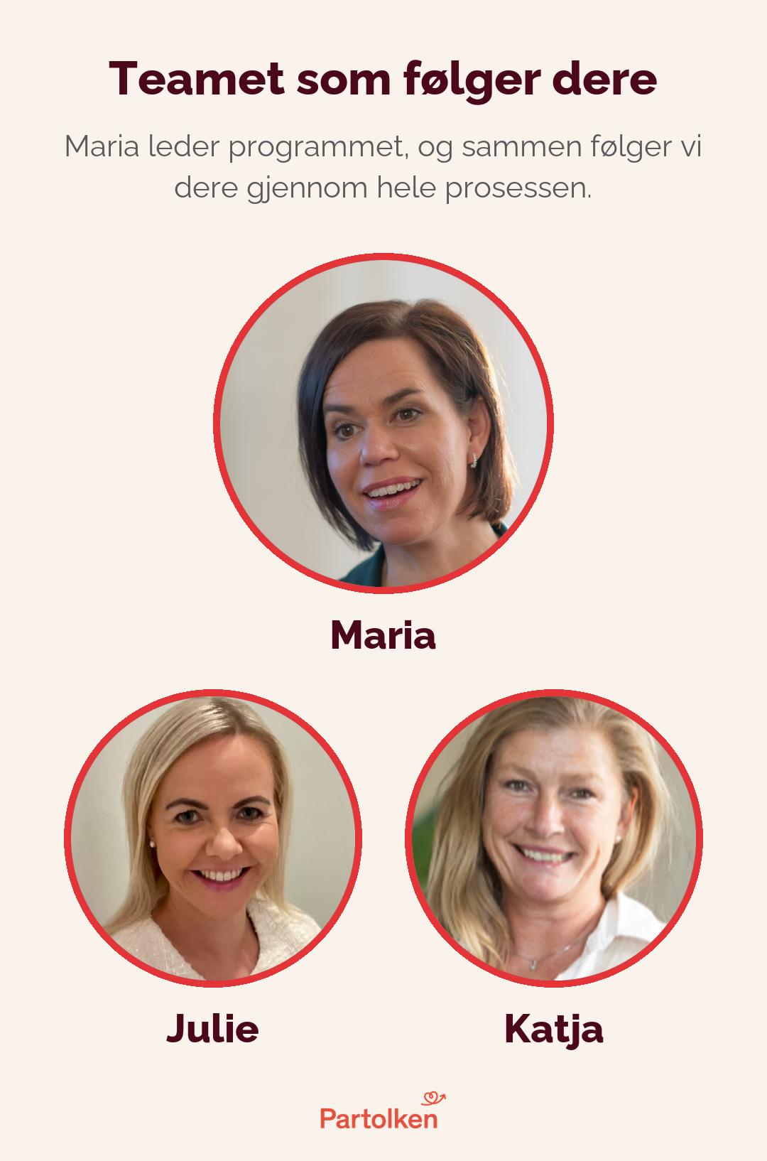 Teamet som følger dere: Maria, Julie og Katja