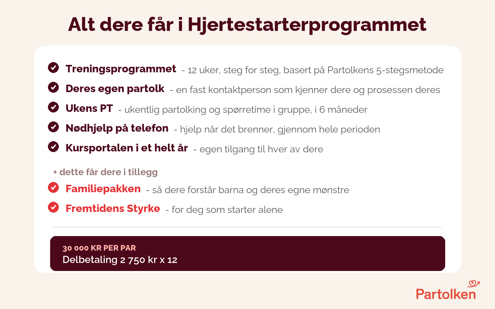 Alt dere får i Hjertestarterprogrammet