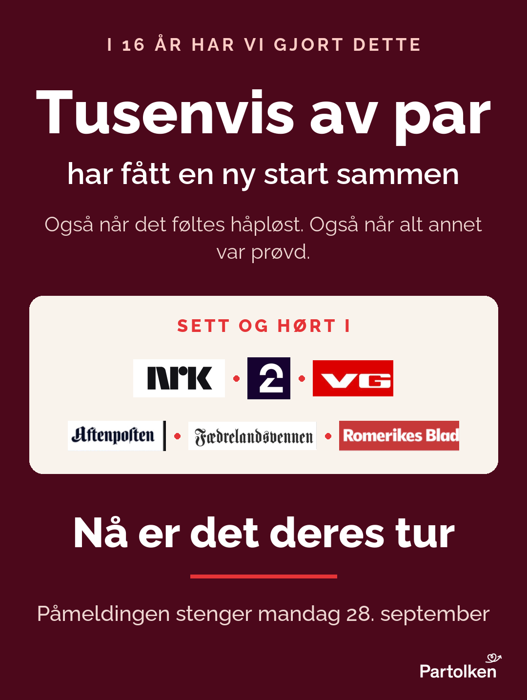 Maria Mork har hjulpet tusenvis av par i 16 år. Kjent fra NRK, TV 2, VG, Aftenposten, Fædrelandsvennen og Romerikes Blad