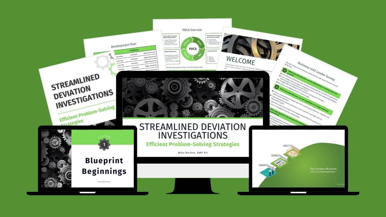 Streamlined Deviation Investigations course portal mockup built by CRE8TION for Mike Barlow