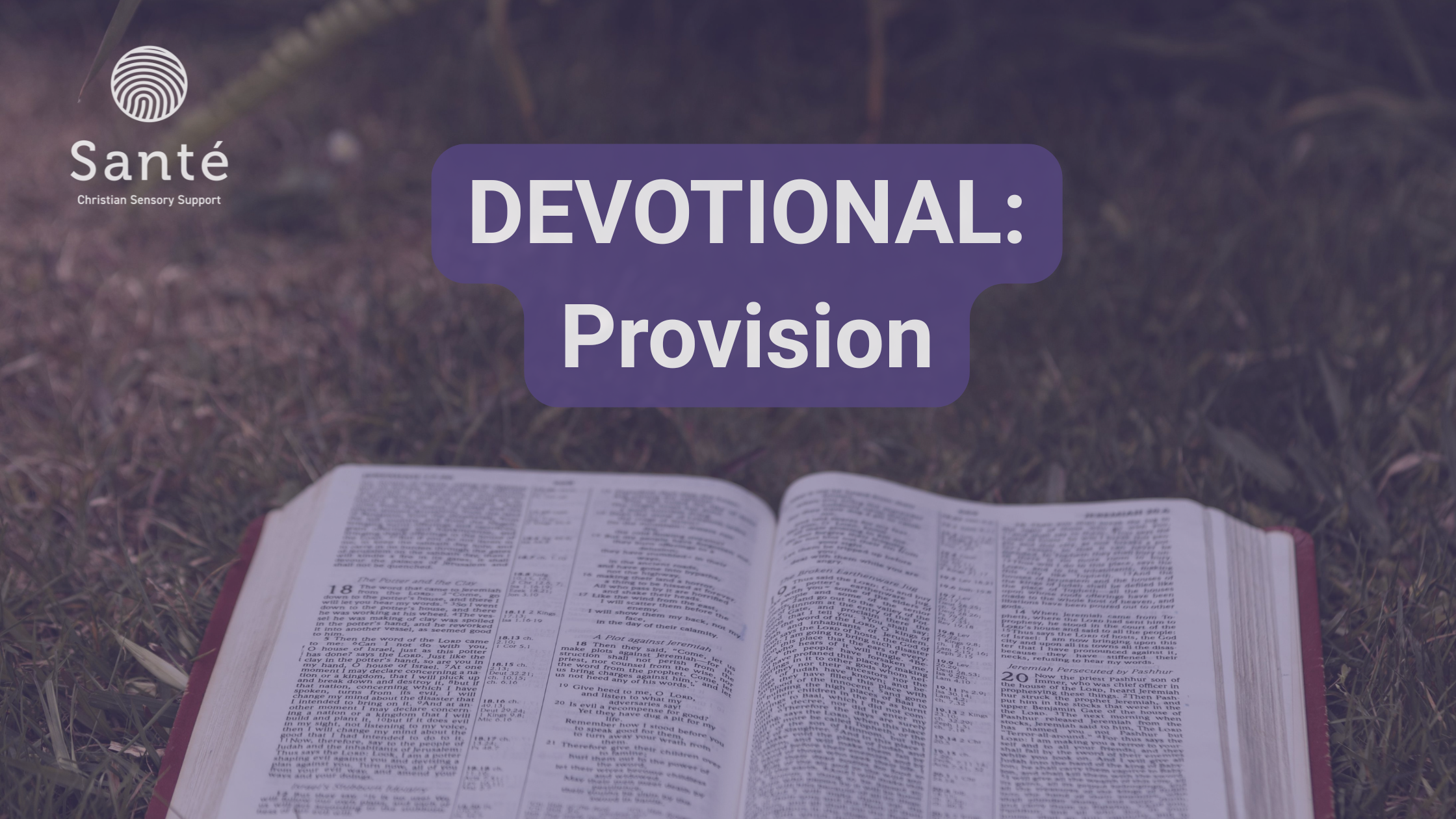 Devotional title with an open bible