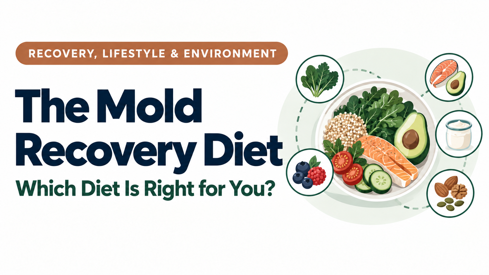 Illustration of whole foods and diet options for mold recovery