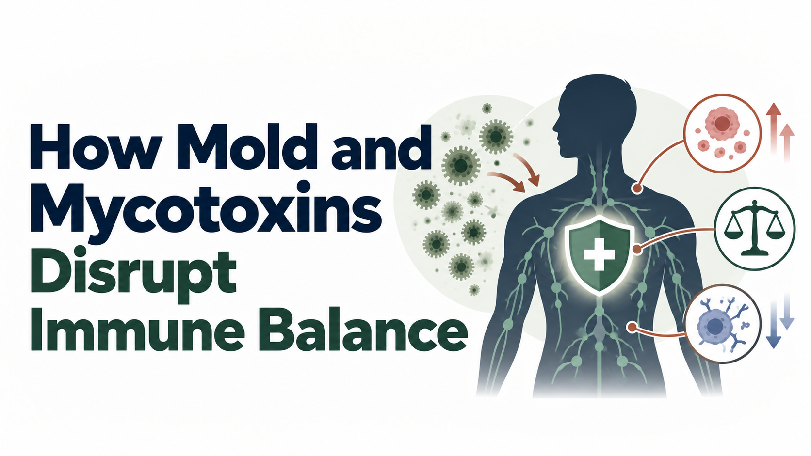 Illustration of mold and mycotoxins disrupting immune balance