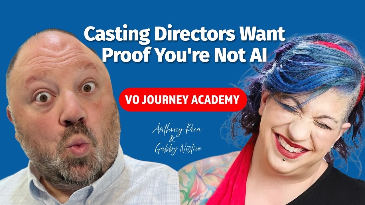 Anthony Pica and Gabby Nistico with the words: casting directors want proof you are not AI