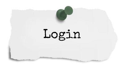 Login written on a scrap of paper with a green pushpin