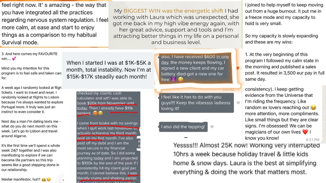Cosmic Siren member testimonials collage