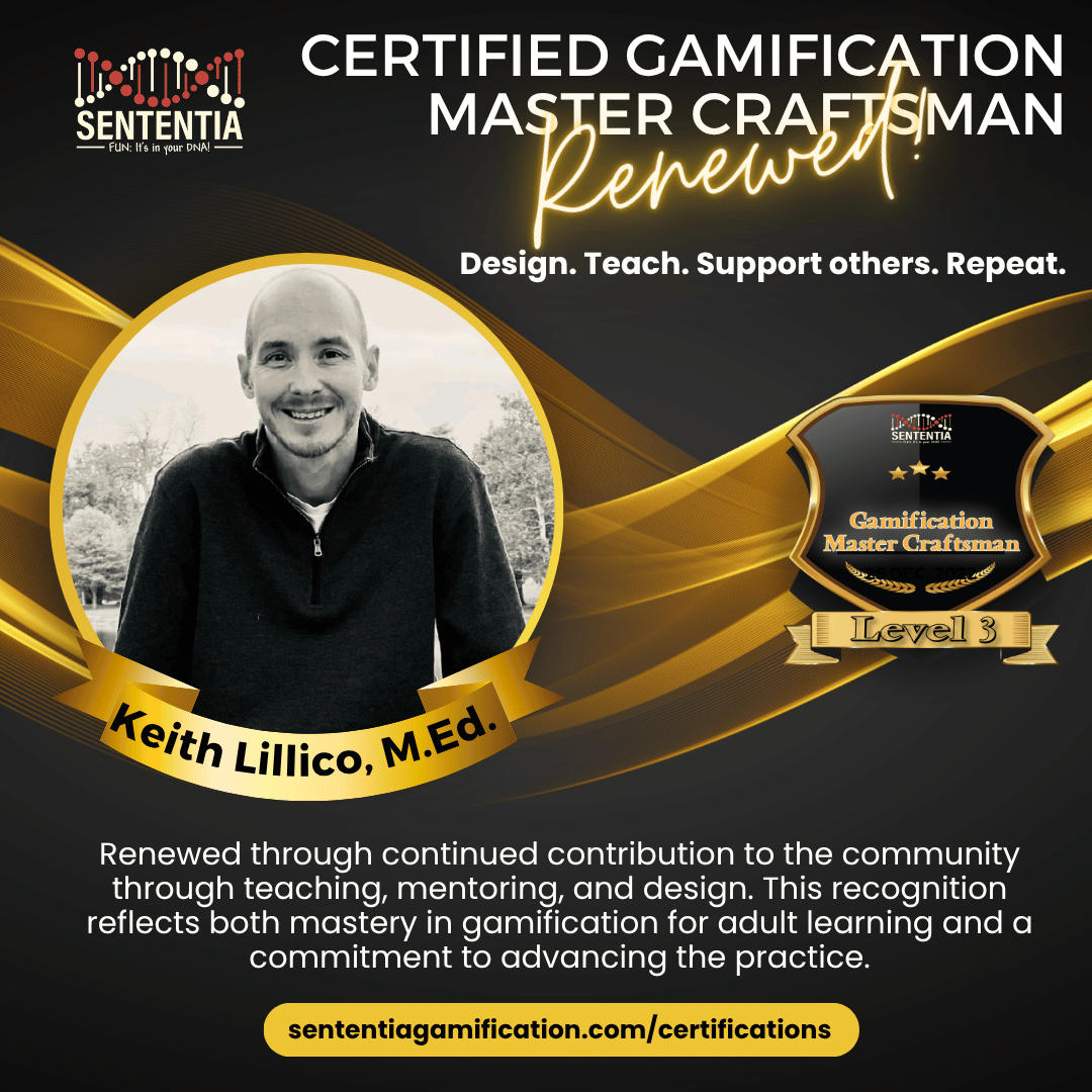 Keith Lillico Sententia Certified Gamification Master Craftsman