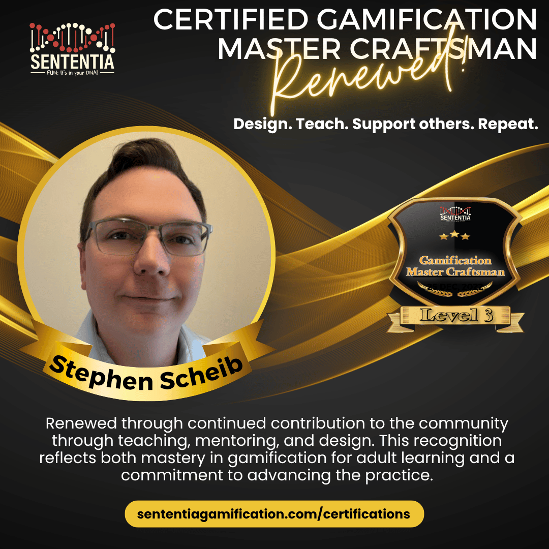 Stephen Scheib Sententia Certified Gamification Master Craftsman