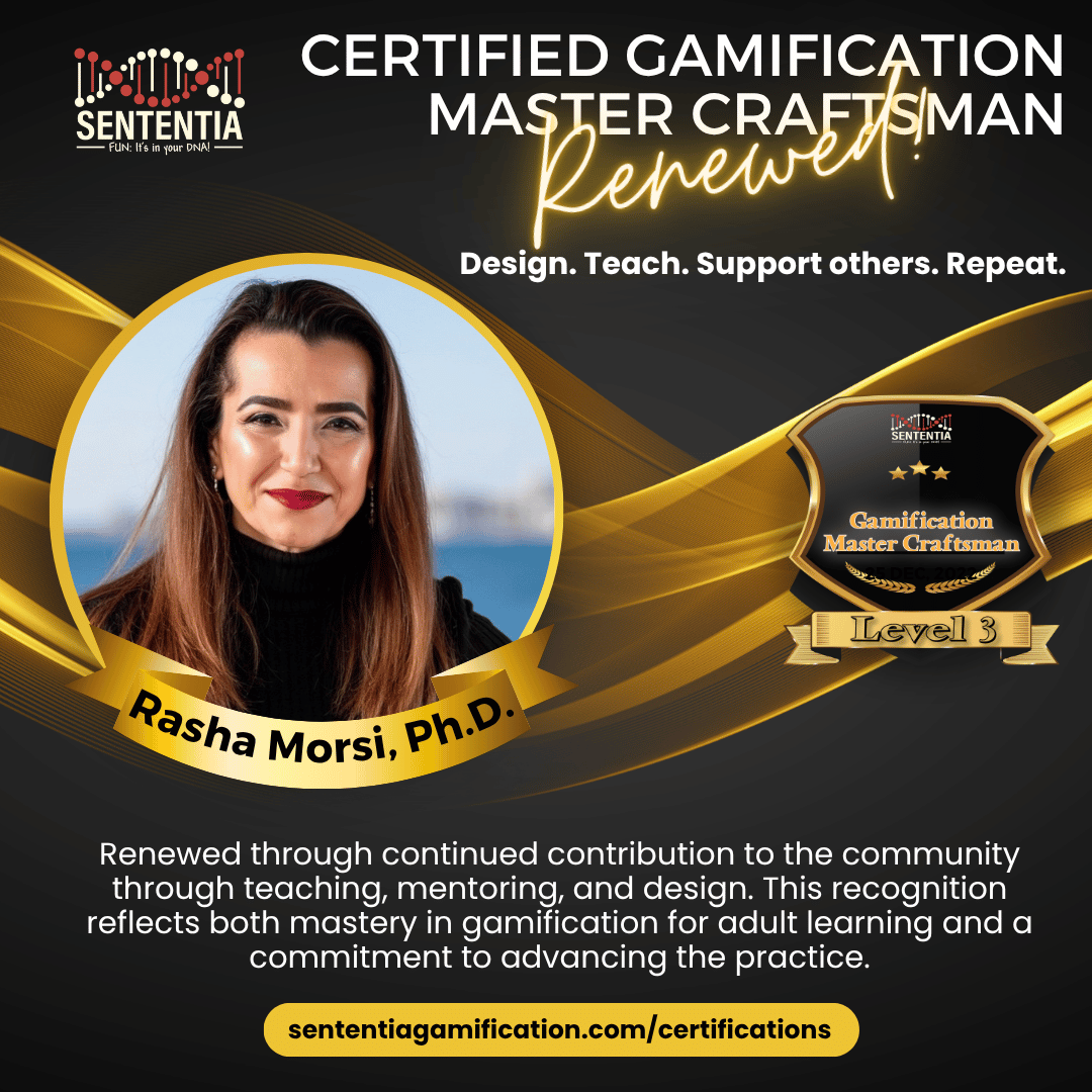 Rasha Morsi Sententia Certified Gamification Master Craftsman