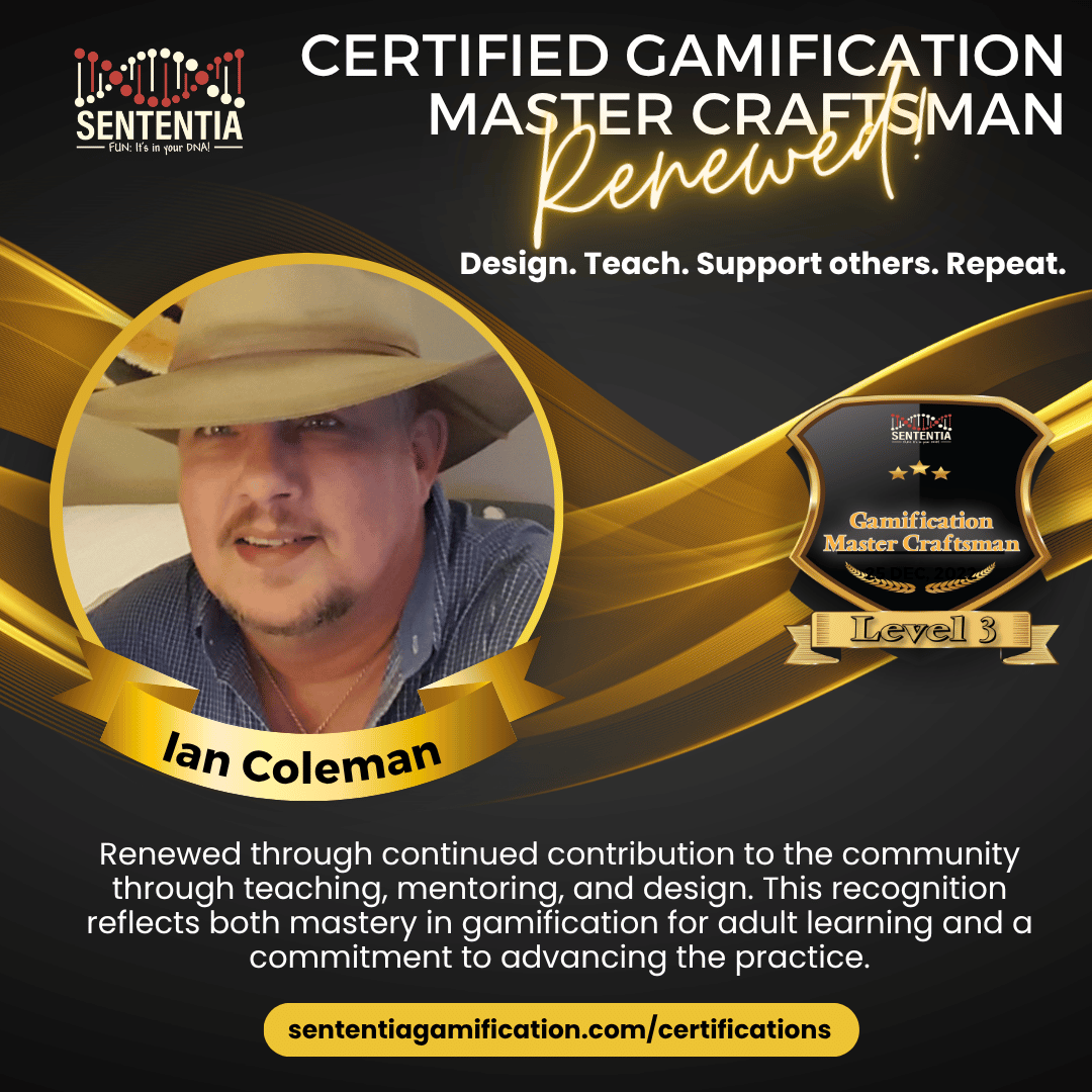 Ian Coleman Sententia Certified Gamification Master Craftsman