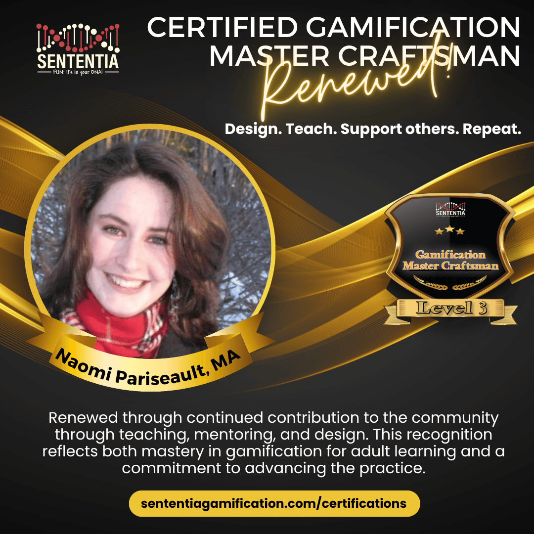 Naomi Pariseault Sententia Certified Gamification Master Craftsman
