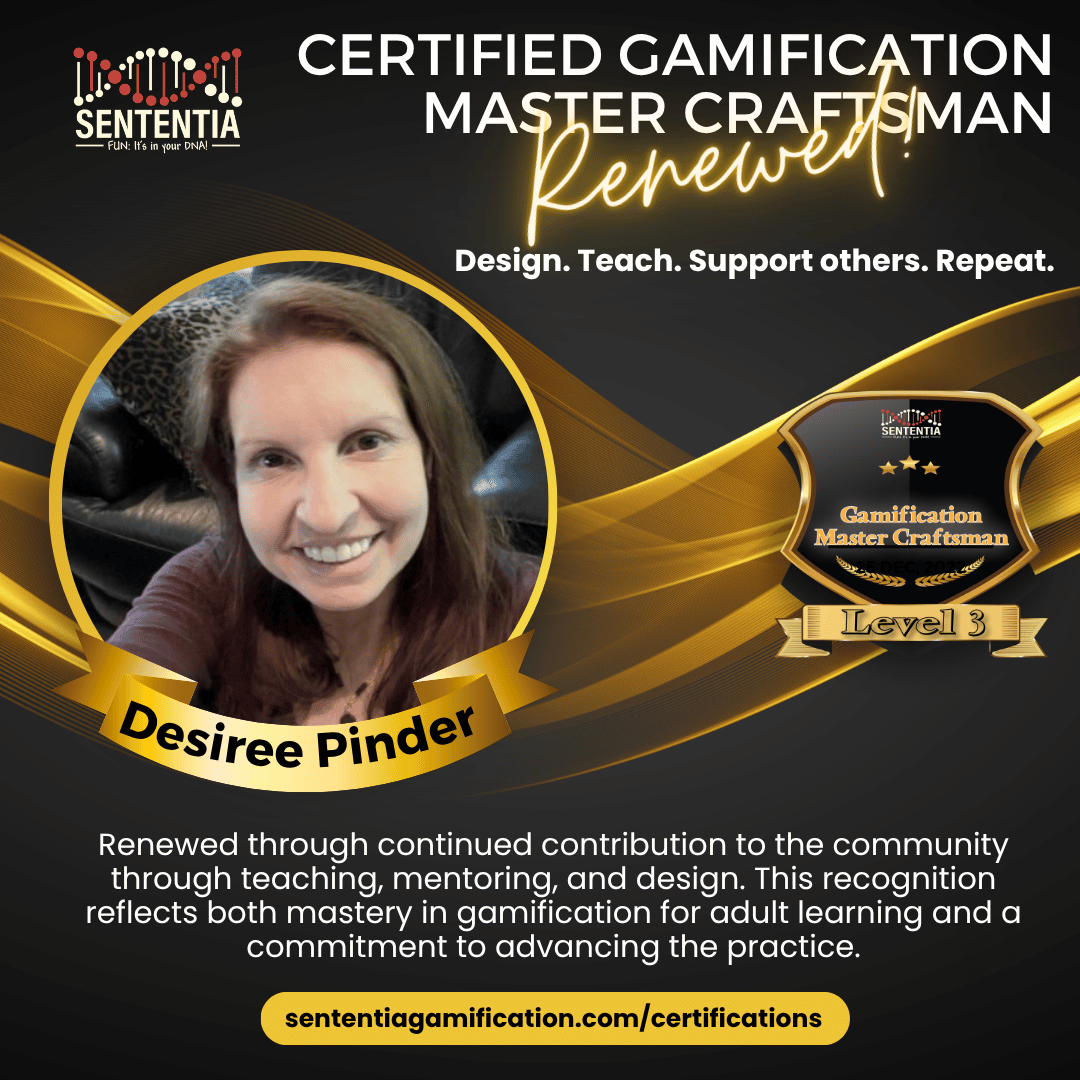 Desiree Pinder Sententia Certified Gamification Master Craftsman