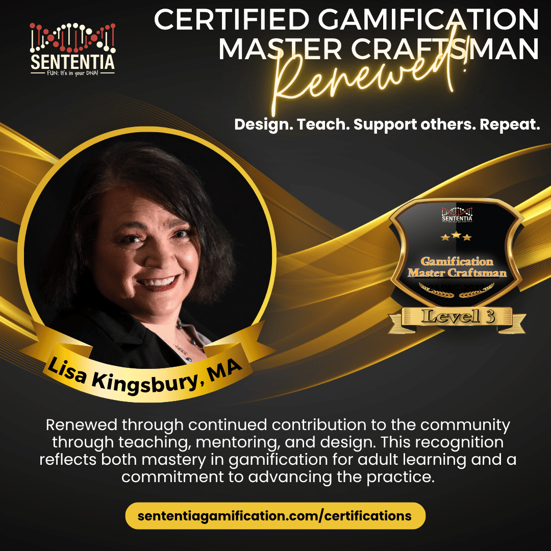 Lisa Kingsbury Sententia Certified Gamification Master Craftsman