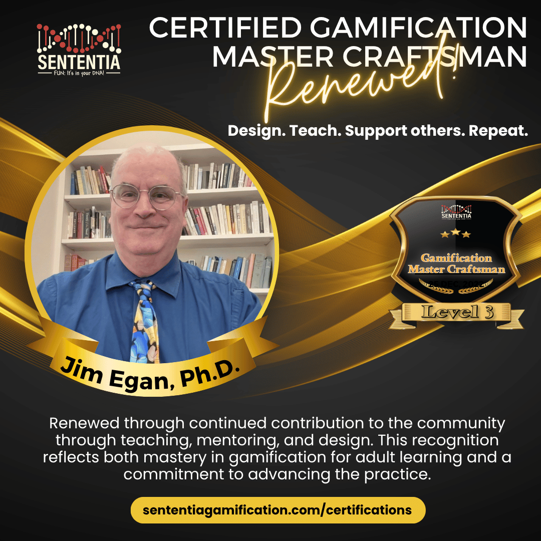 Jim Egan Sententia Certified Gamification Master Craftsman