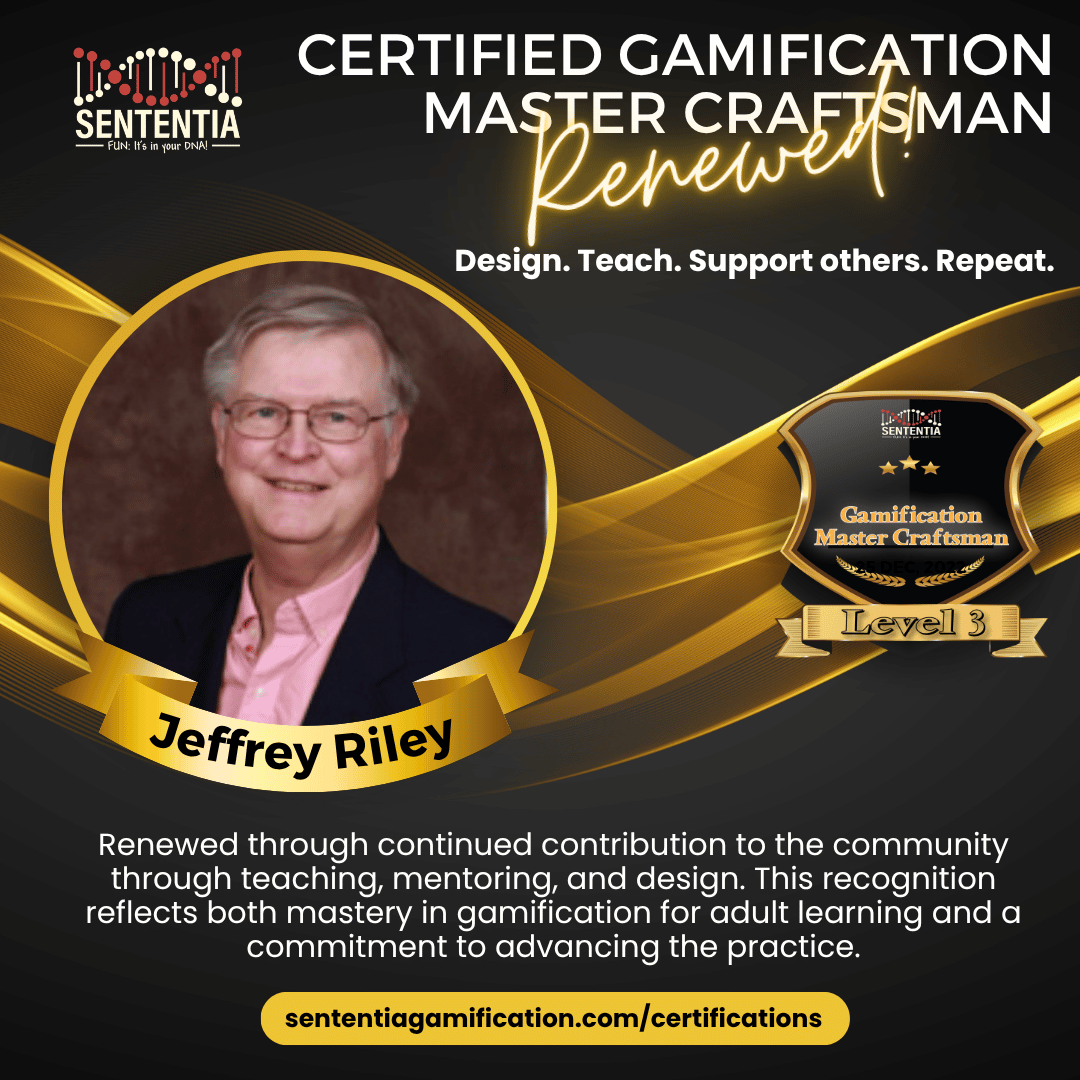 Jeffrey Riley Sententia Certified Gamification Master Craftsman