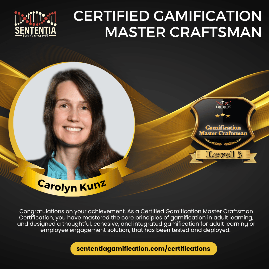 Carolyn Kunz Sententia Certified Gamification Master Craftsman