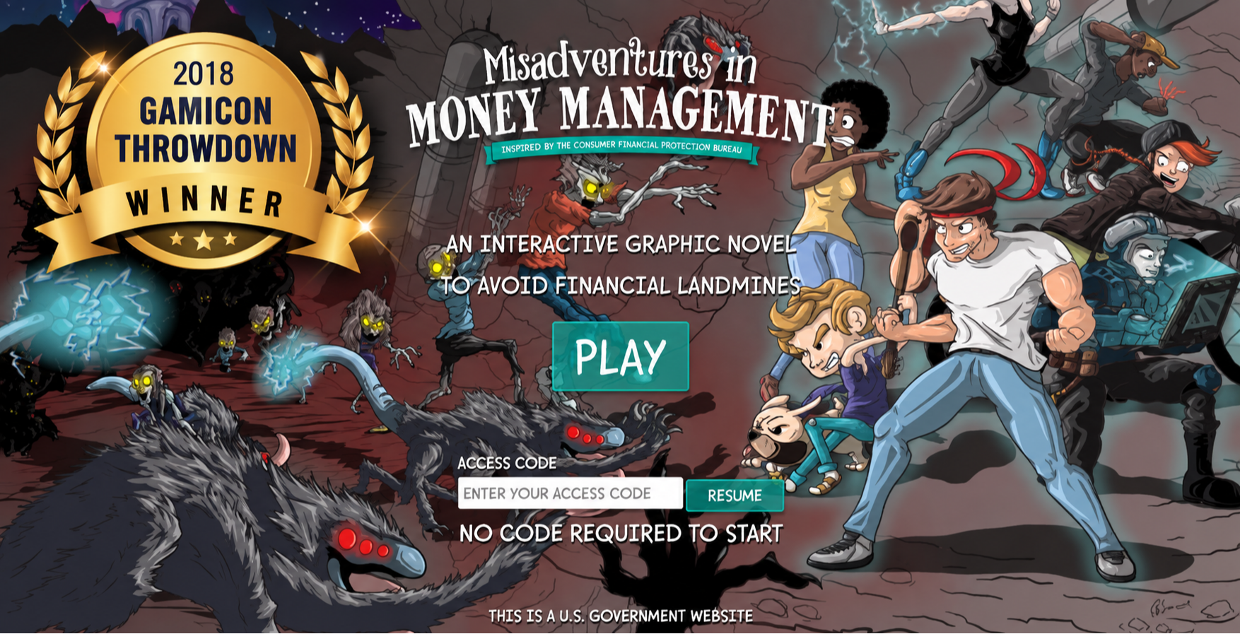 Misadventures in Money Management, 2018 GamiCon Throwdown winning financial education interactive graphic novel.