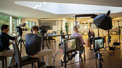 woman sitting for an interview