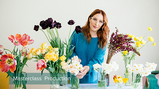 woman arranging flowers