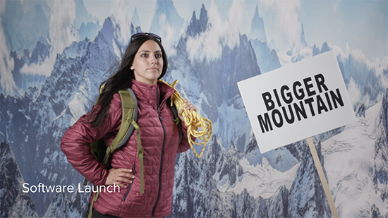 woman in front of a mountain