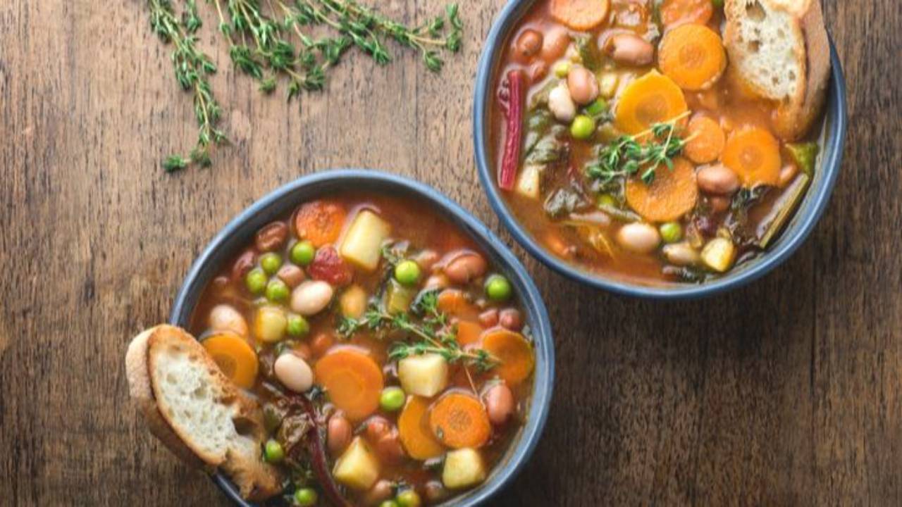 Bowl of minestrone soup