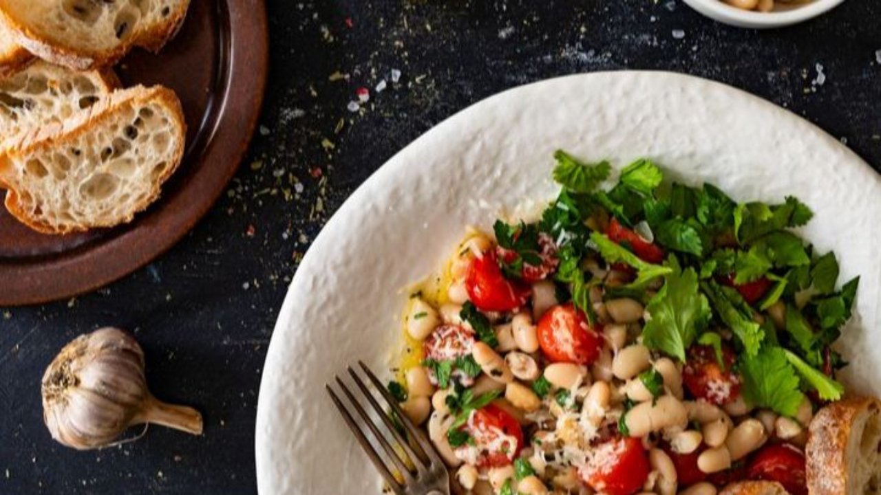 White bean olive and vegetable salad