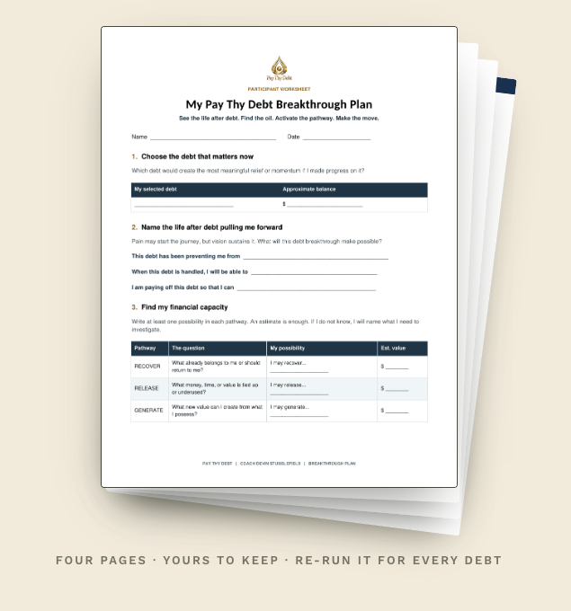 Pay Thy Debt Breakthrough Plan worksheet