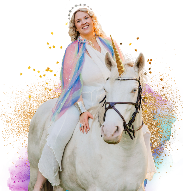 Leonie on her unicorn