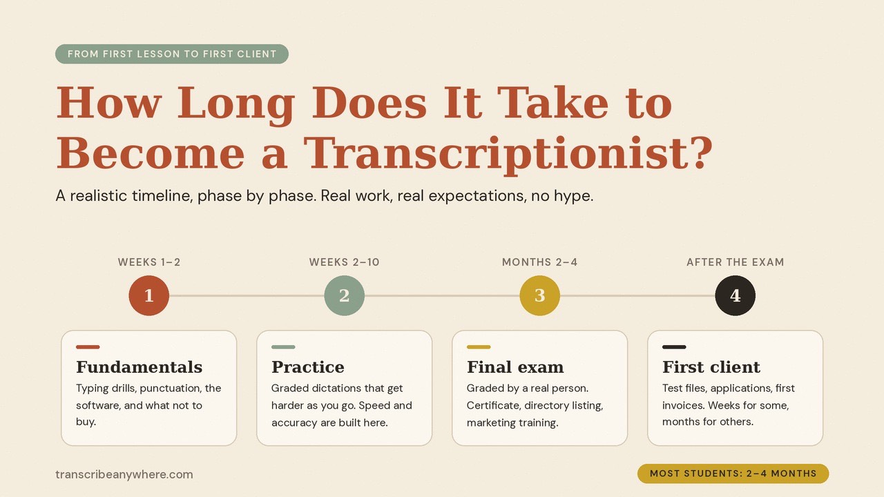 How long does it take to become a transcriptionist?