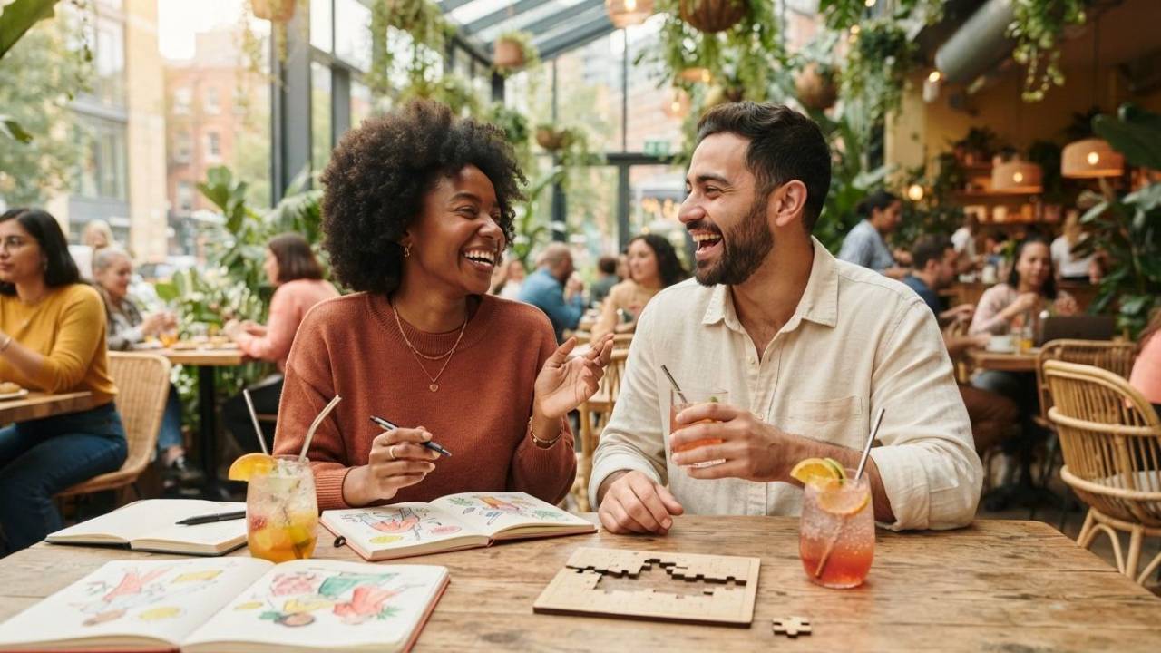 A man and a women dating sober and drinking mocktails