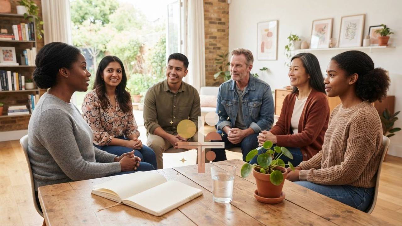 Men and Women sitting around a table at a meeting