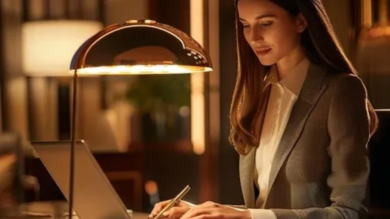 Woman sitting alone at home in dim evening light, the quiet transition into the nightly ritual